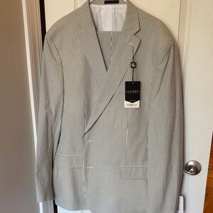 Lauren Ralph Lauren Men's Cream and Navy Pinstripe Blazer